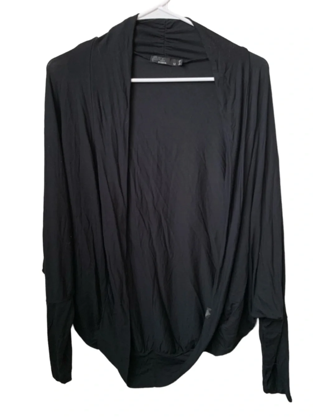 PRANA Women’s Black Open Front Long Sleeve Unlined Modal Elastane Cardigan